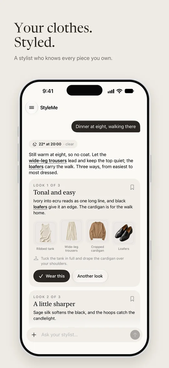 A dinner question answered with a look from the wardrobe