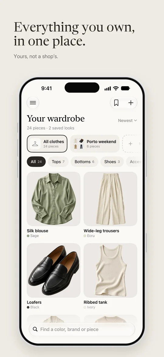 The wardrobe, every piece photographed